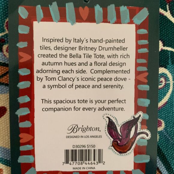 Brighton Bella Tile Tote Bag ‘Believe In Love’ NWT - Picture 13 of 13